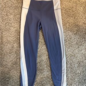 Athleta Two-Tone Leggings in Blue and White
